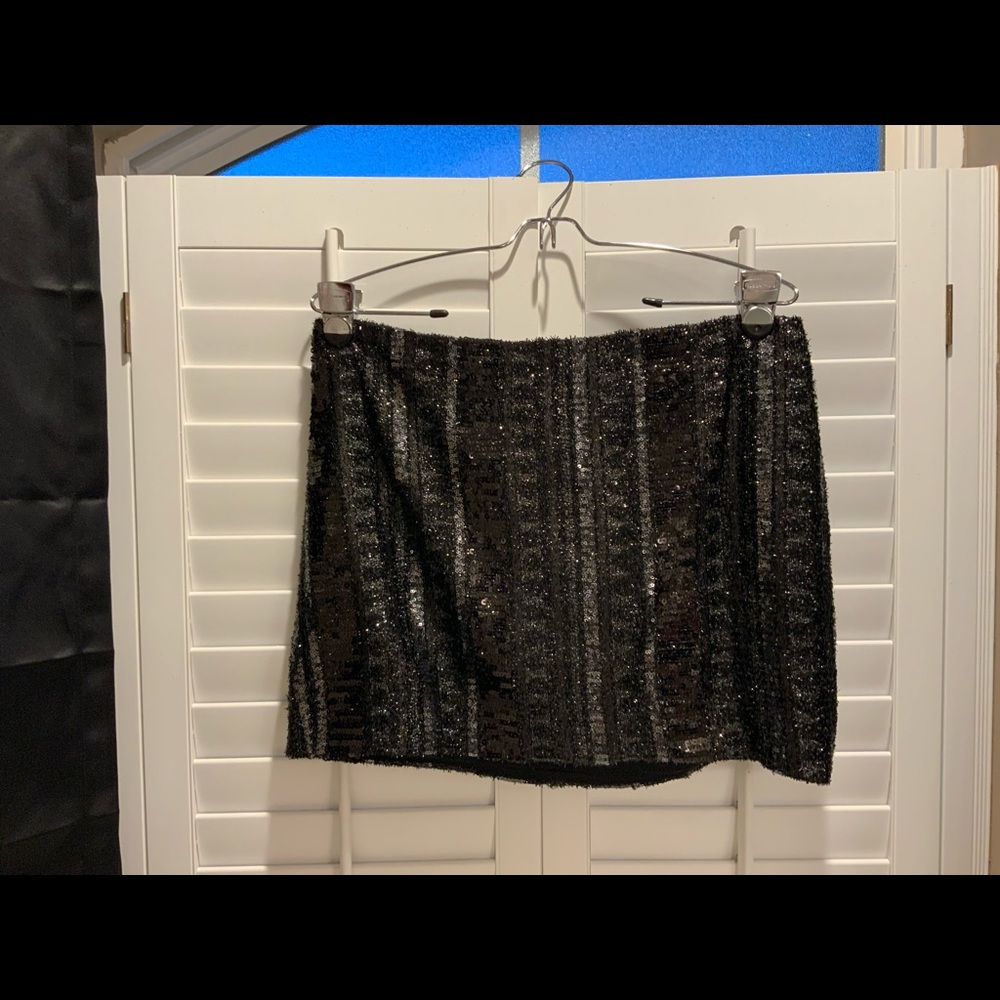 Express black sequins mini skirt size 10p